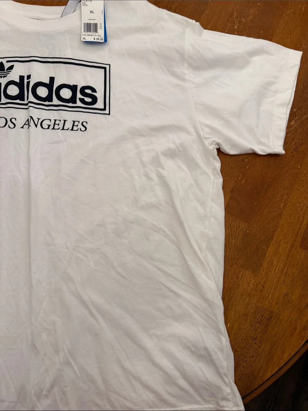 adidas White T-Shirt with Black Los Angeles Logo - Men xl